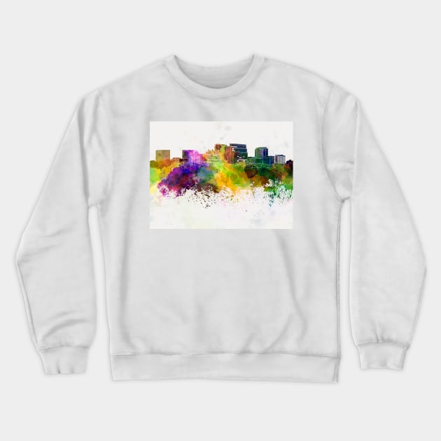 Arlington skyline in watercolor background Crewneck Sweatshirt by PaulrommerArt